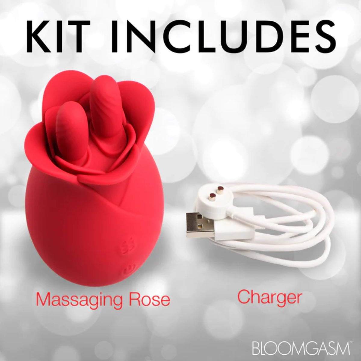 Bloomgasm | The Rose Fondle 10X Massaging Rose Silicone Clit Stimulator - Red