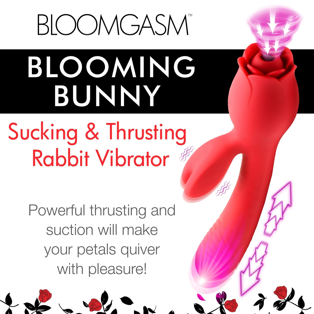 Bloomgasm | Blooming Bunny Sucking & Thrusting Silicone Rabbit Vibrator - Red