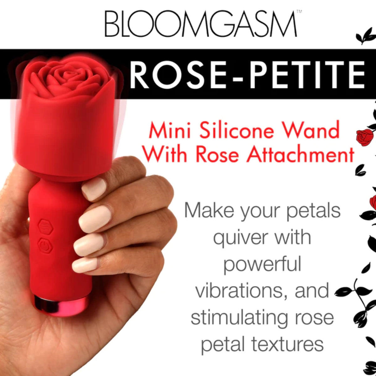 Bloomgasm | Pleasure Rose Petite Mini Silicone Rose Wand - Red