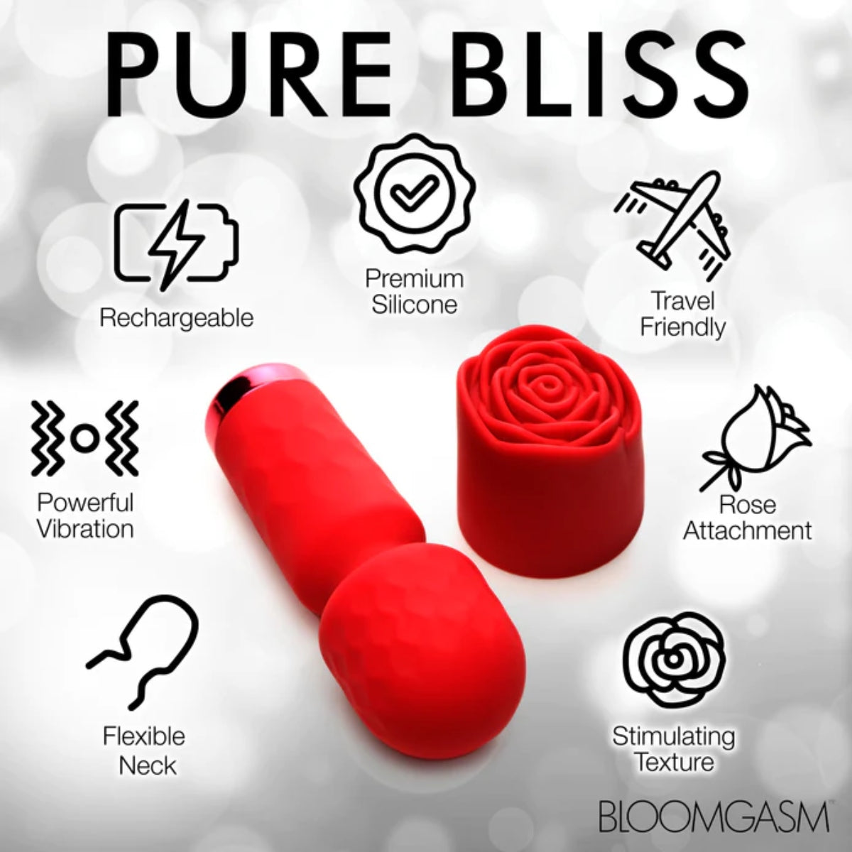 Bloomgasm | Pleasure Rose Petite Mini Silicone Rose Wand - Red