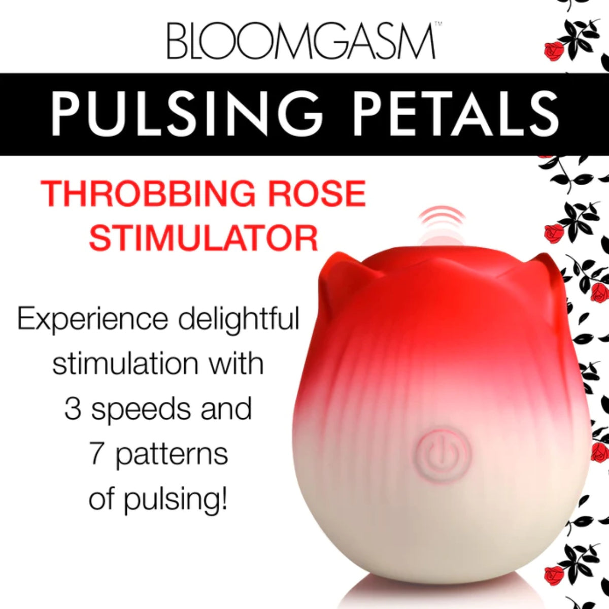 Bloomgasm | Pulsing Petals Throbbing Rose Stimulator - Red & White