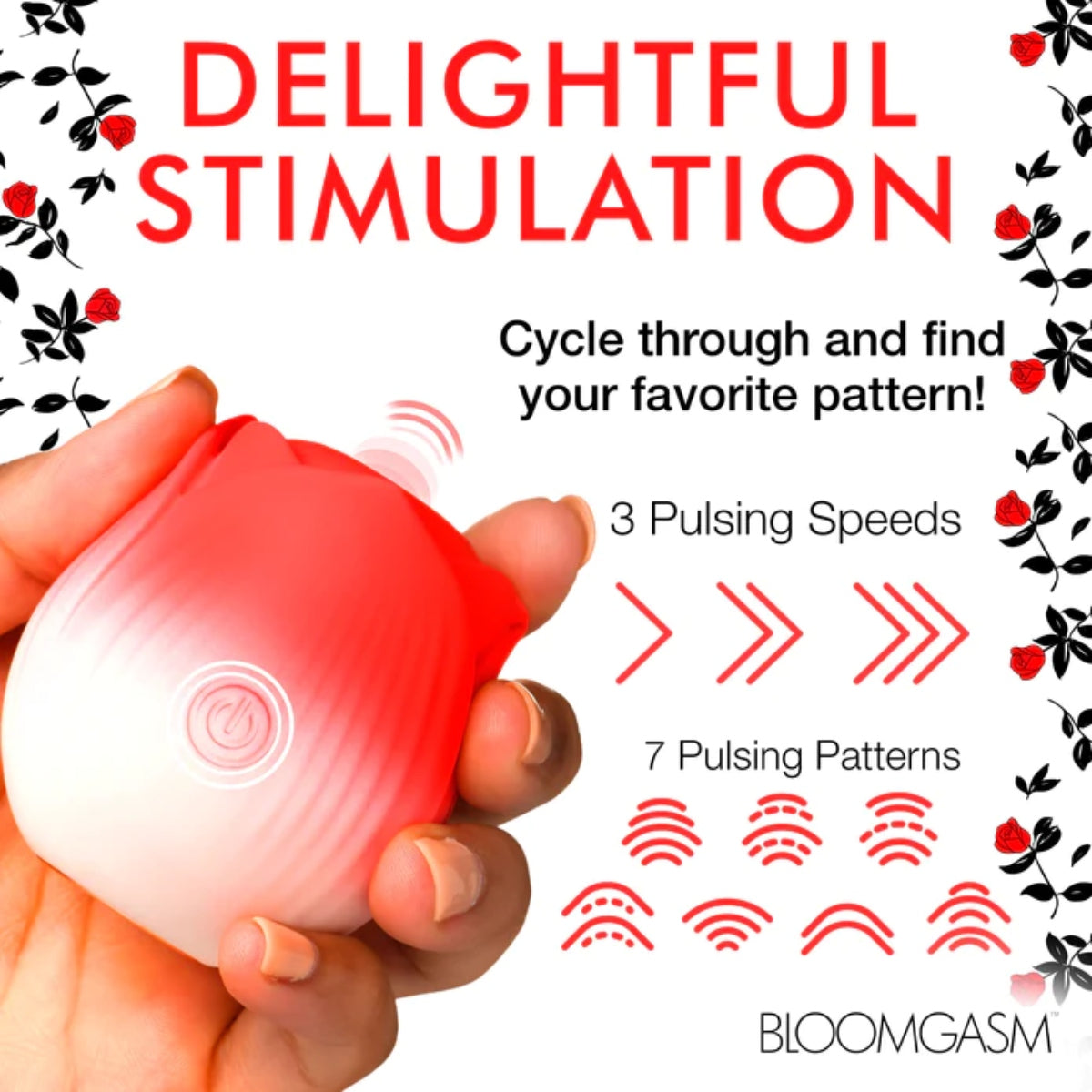 Bloomgasm | Pulsing Petals Throbbing Rose Stimulator - Red & White