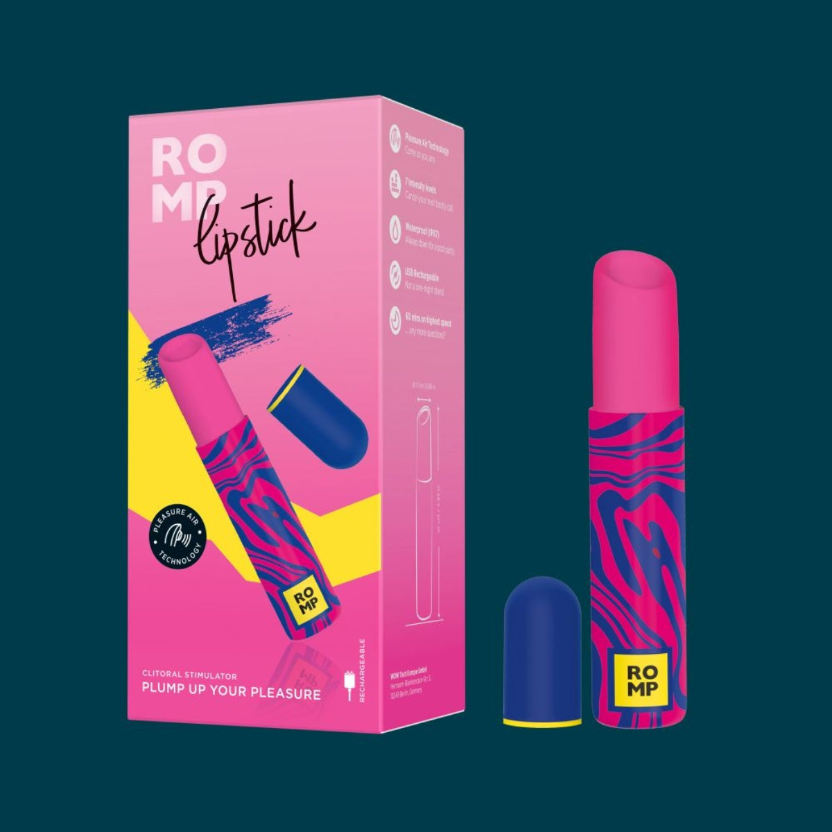 ROMP | Lipstick Clitoral Suction Stimulator - Pink and Purple