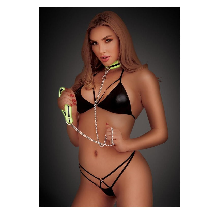 Collars And Leashes WHIPSMART | Deluxe Role Play Glow In The Dark Collar And Leash - Green    | Awaken My Sexuality