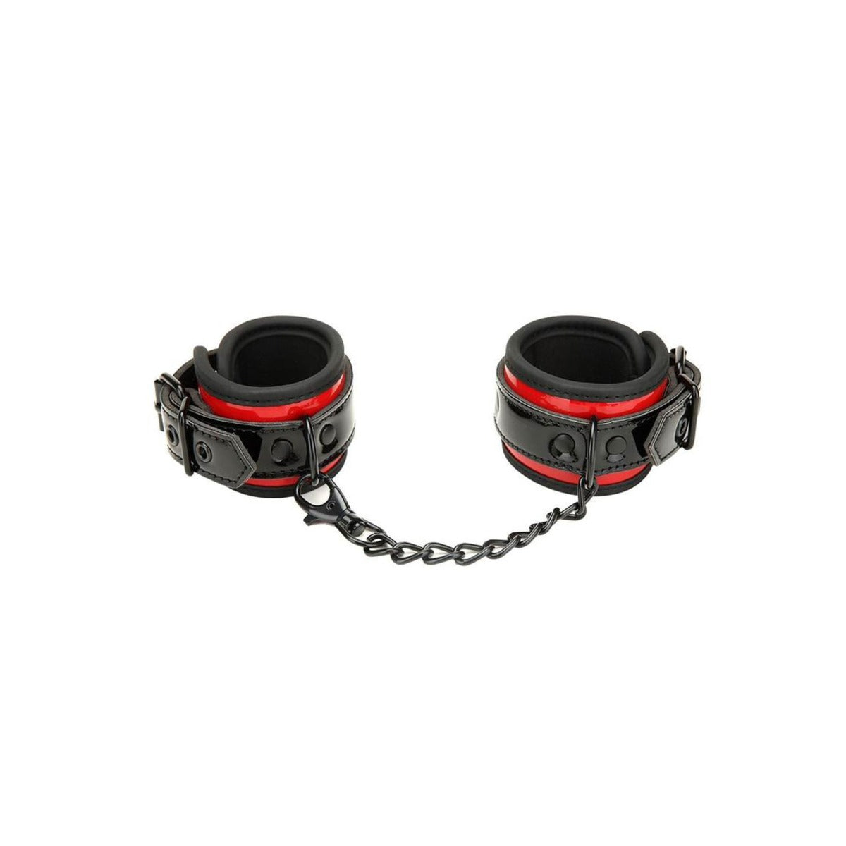 Handcuffs WhipSMART | Heartbreaker Deluxe Buckle Love Cuffs - Black & Red    | Awaken My Sexuality