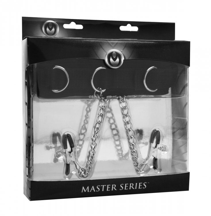 Collars And Leashes Master Series | Submission Collar And Nipple Clamp Union - Black    | Awaken My Sexuality