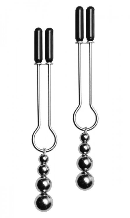 Nipple Play MASTER SERIES | Adorn Triple Bead Nipple Clamp Set - Silver    | Awaken My Sexuality