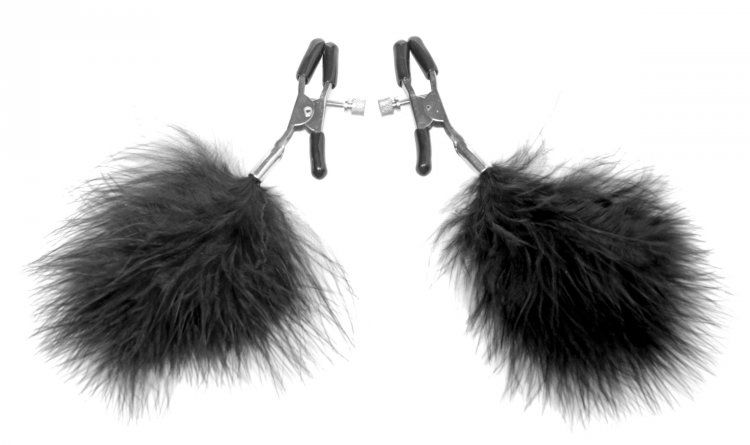 Nipple Play FRISKY | Feathered Nipple Clamps - Black    | Awaken My Sexuality