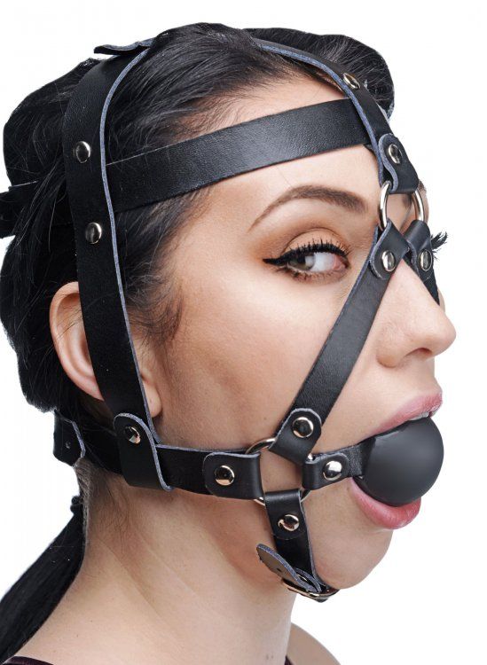 Ball Gags MASTER SERIES | Leather Head Harness with Ball Gag - Black    | Awaken My Sexuality