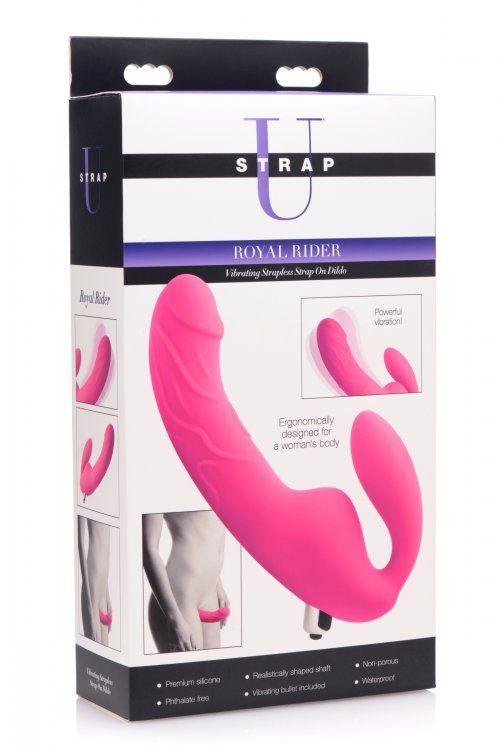 Strapless Strap-On Strap U Royal Rider Vibrating Silicone Strapless Strap On | Pink    | Awaken My Sexuality