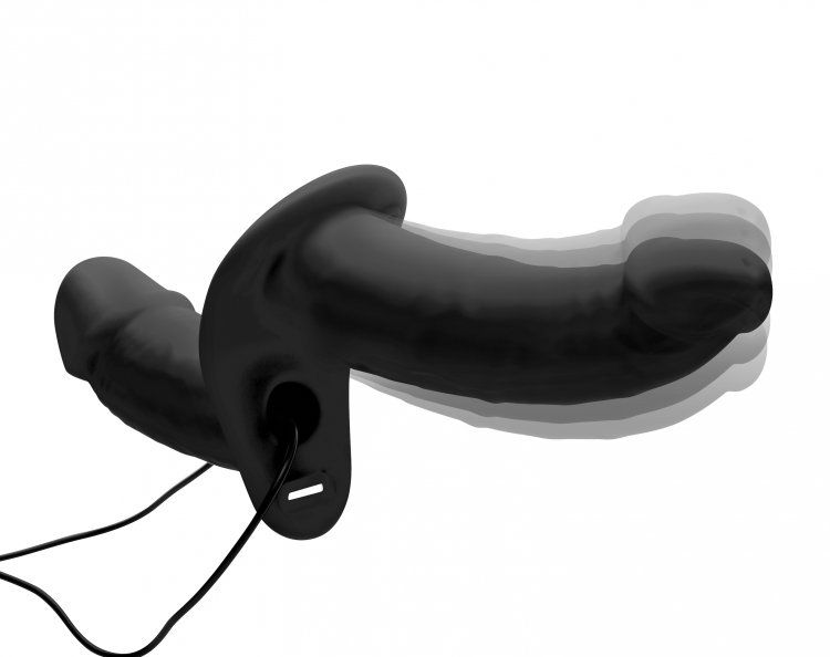 Power Pegger Strap U | Power Pegger Black Silicone Vibrating Double Dildo with Harness    | Awaken My Sexuality