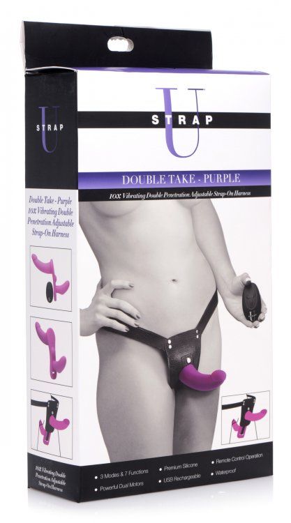 Strap-On Kits Strap U | Double Take 10X Double Penetration Vibrating Strap-on Harness - Purple    | Awaken My Sexuality