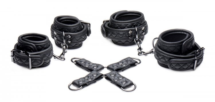 Bondage & Restraints Master Series | Wrist & Ankle Restraint Set with Bonus Hig-Tie Adaptor    | Awaken My Sexuality