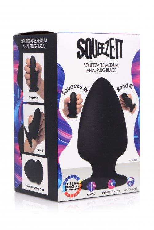 Butt Plugs Squeeze-It | Squeezable Silicone Anal Plug Black - Large    | Awaken My Sexuality