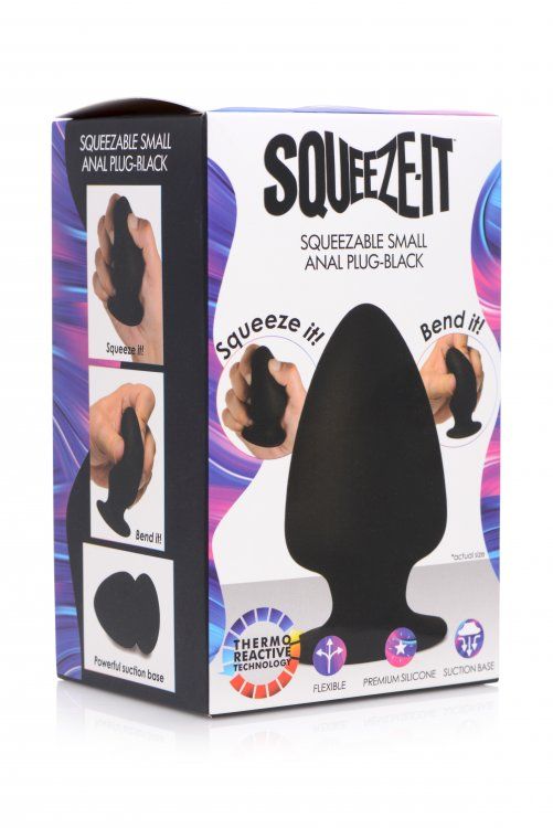 Butt Plugs Squeeze-It | Squeezable Silicone Anal Plug Black - Small    | Awaken My Sexuality