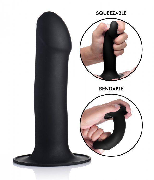 Suction Base Dildos Squeezable Phallic Dildo - Black    | Awaken My Sexuality