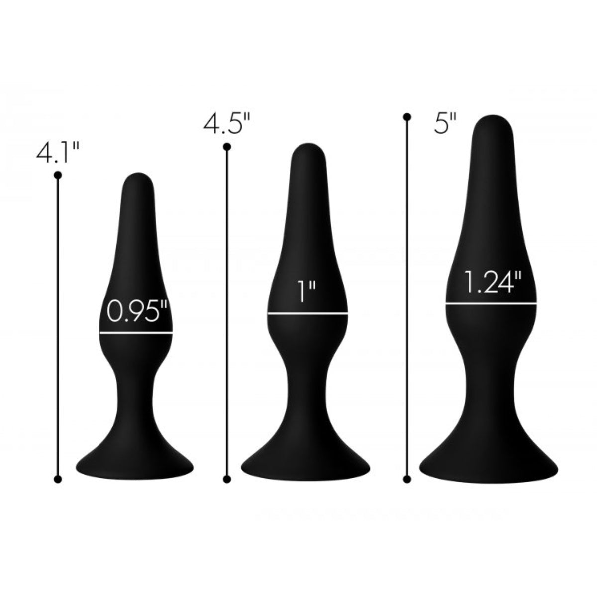 Butt Plugs Master Series | Triple Spire Tapered Silicone Anal Trainer Set - Black    | Awaken My Sexuality