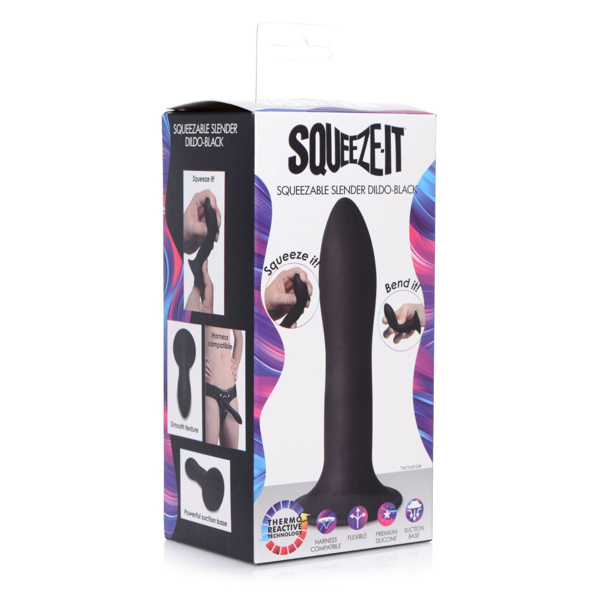 Squeeze-It Slender Squeezable Dildo | Black