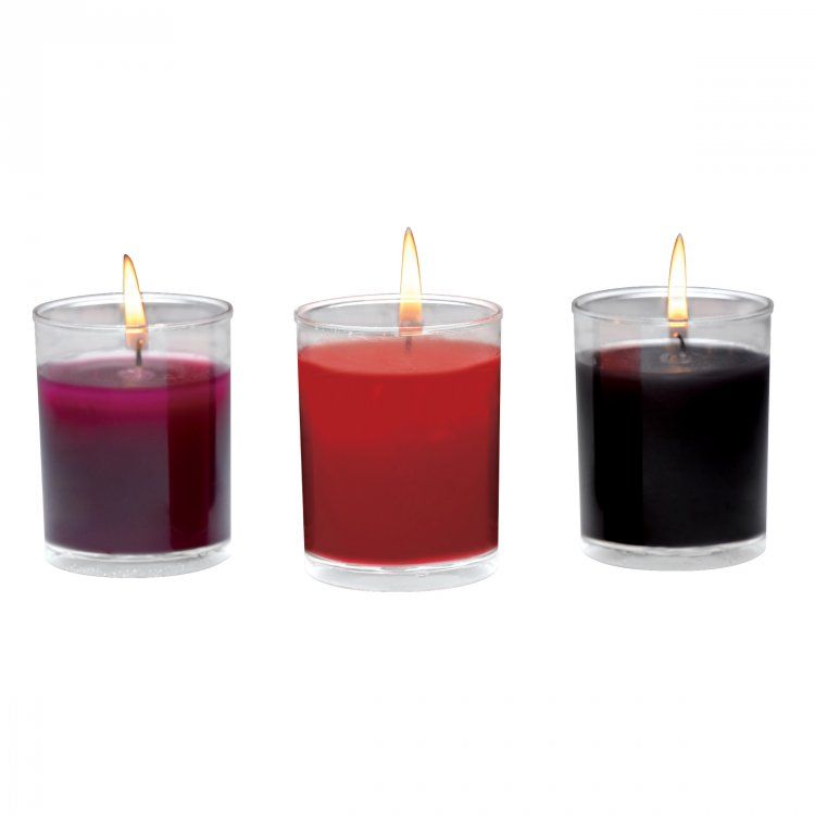 Sensation Play Master Series | Flame Drippers Drip Candle Set - Black, Purple & Red    | Awaken My Sexuality