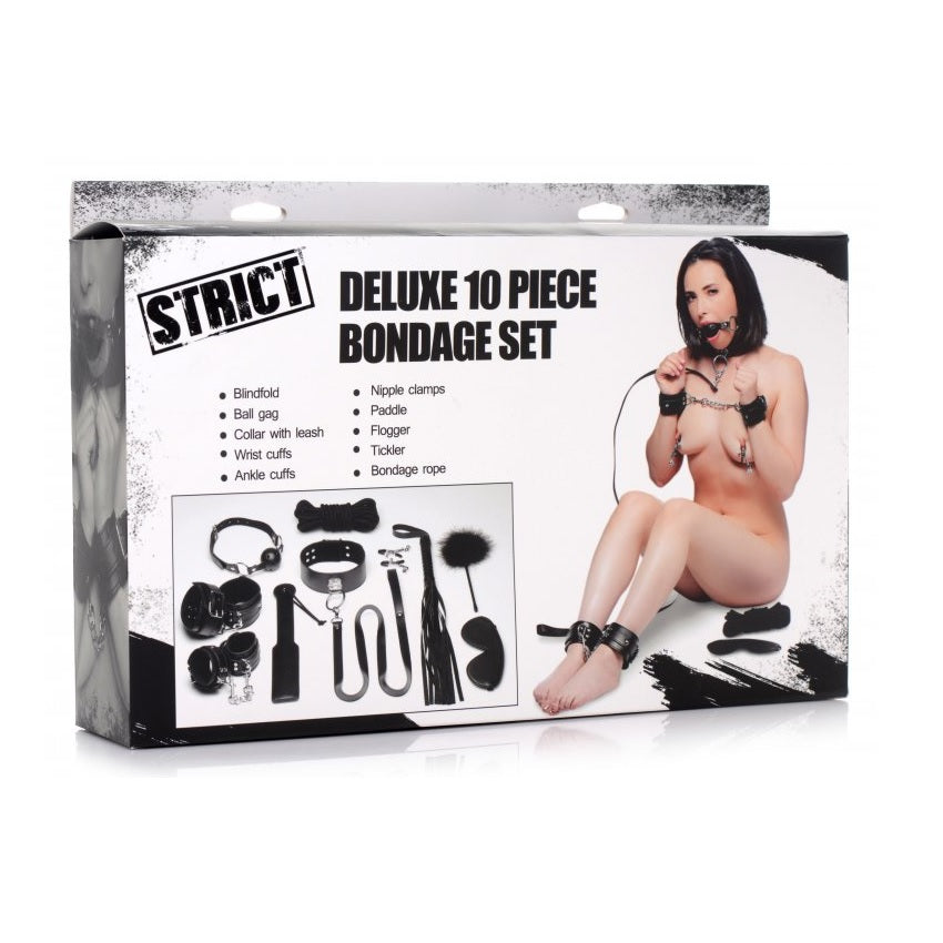 STRICT | Deluxe 10 Piece Bondage Set - Black