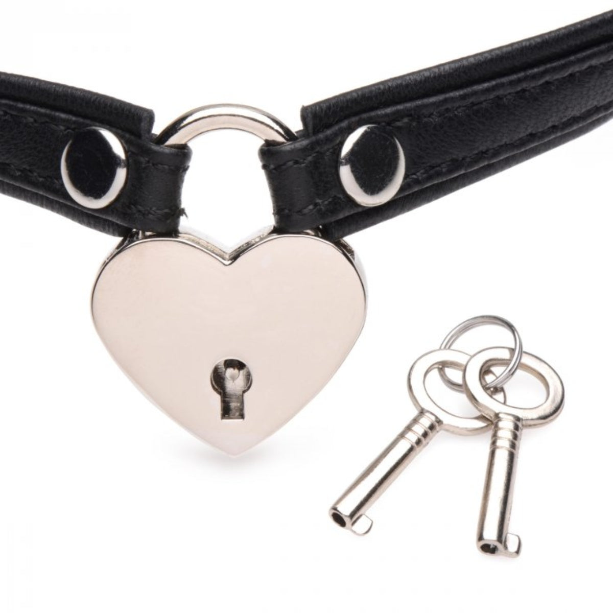 Collars And Leashes Master Series | Heart Lock Choker With Keys - Black    | Awaken My Sexuality