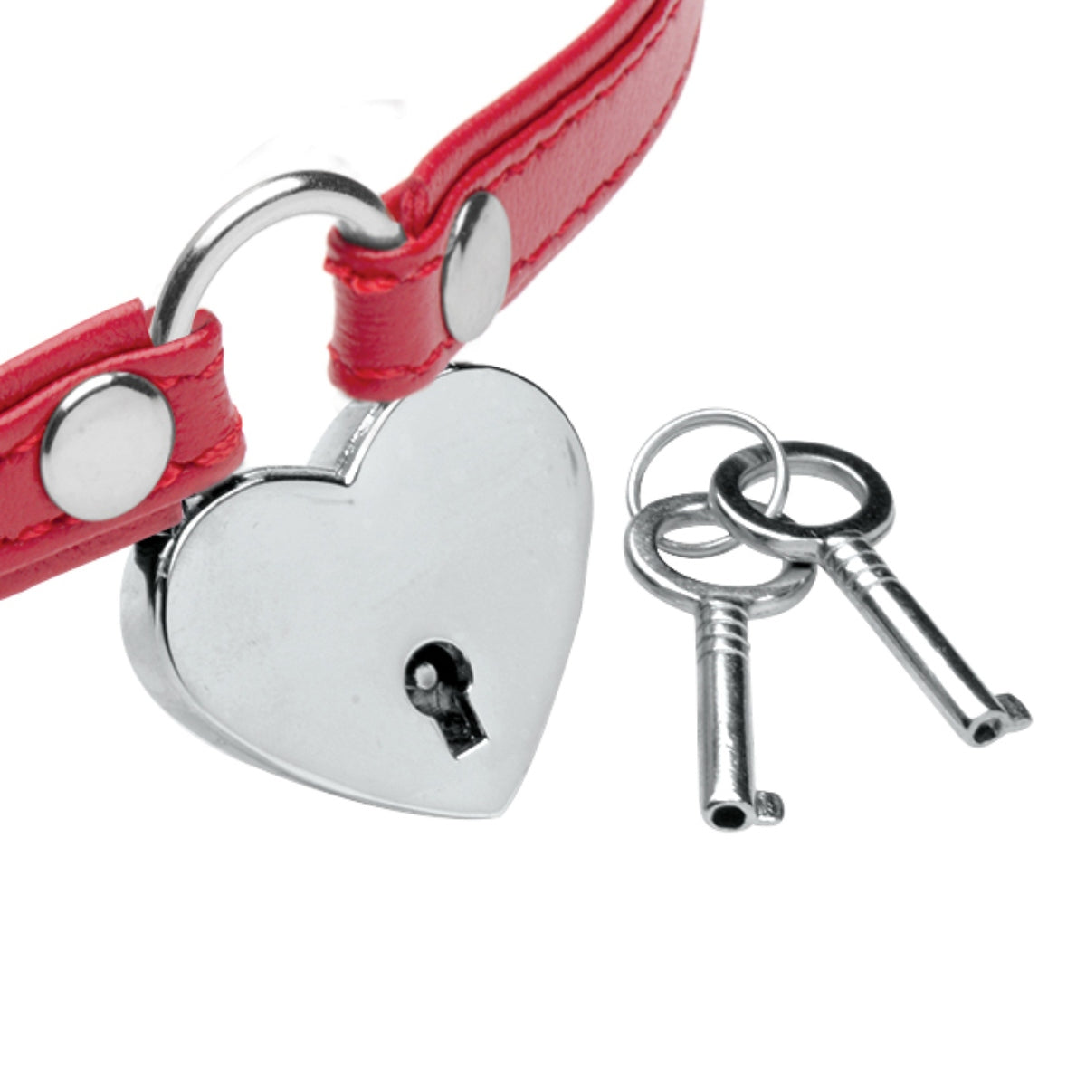 Master Series | Heart Lock Choker With Keys  - Red
