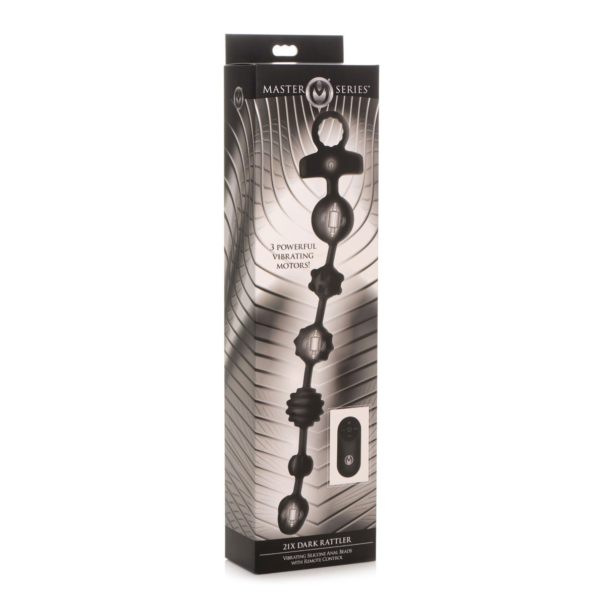 Master Series 10X Dark Rattler Black Vibrating Silicone Anal Beads with Remote