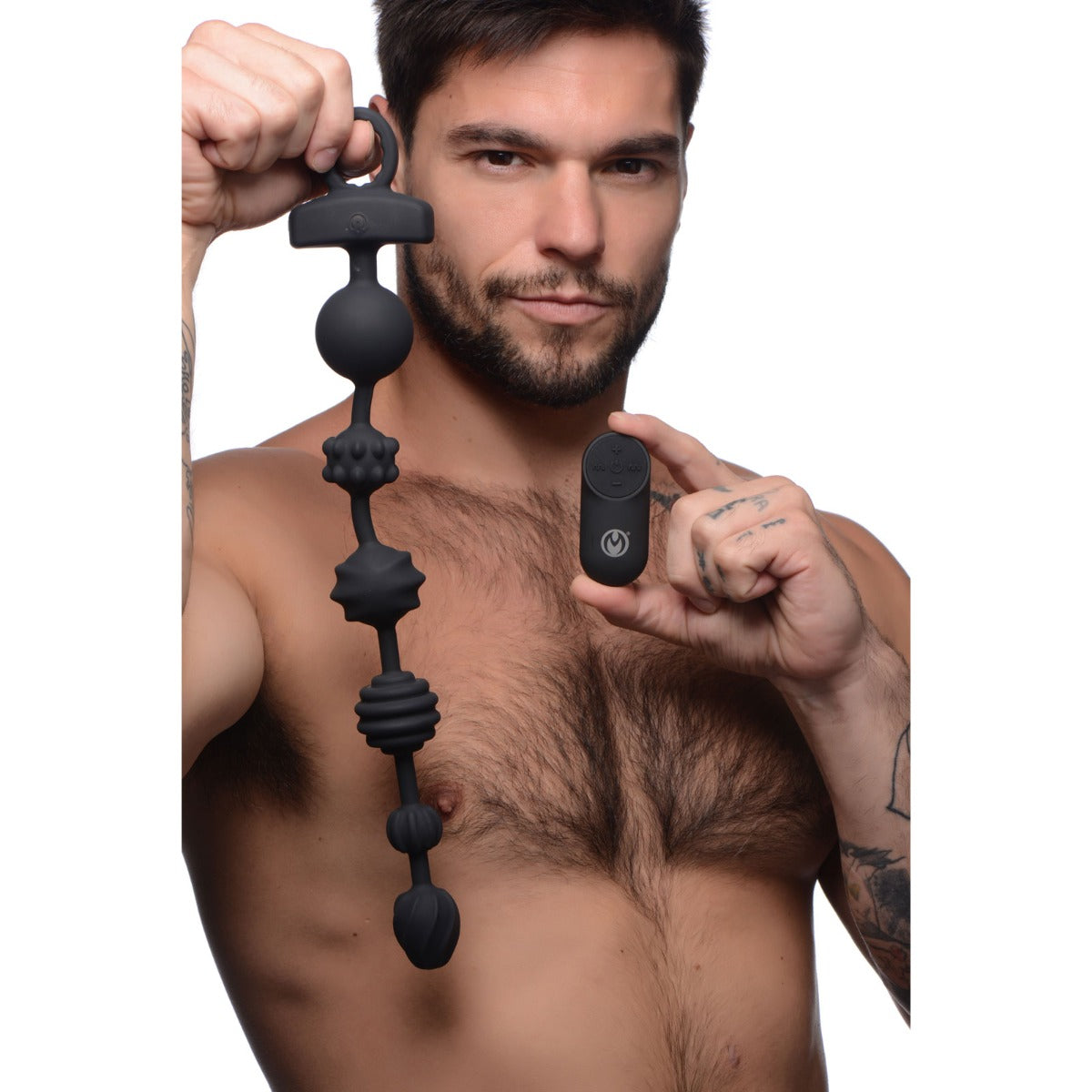 Anal Beads Master Series 10X Dark Rattler Black Vibrating Silicone Anal Beads with Remote    | Awaken My Sexuality