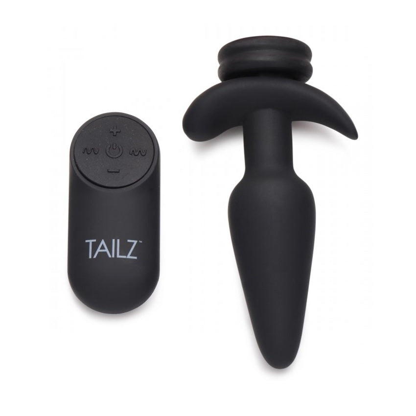 Vibrating Butt Plugs TAILZ | Snap On Interchangeable 10X Vibrating Small Anal Plug With Remote - Black    | Awaken My Sexuality