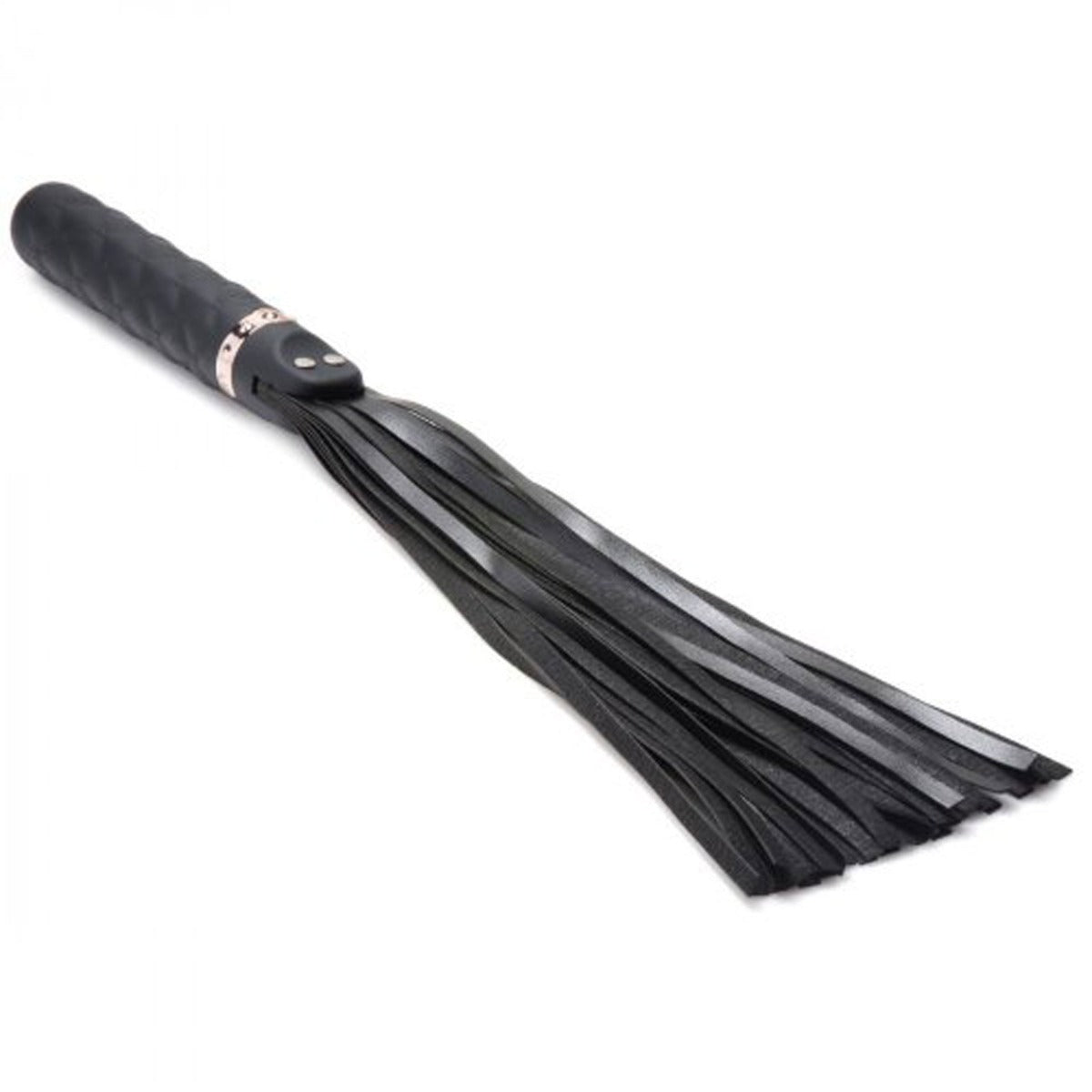 Floggers Master Series | Vibra-Lasher 9X Black Vibrating Silicone Dildo Flogger - Black    | Awaken My Sexuality