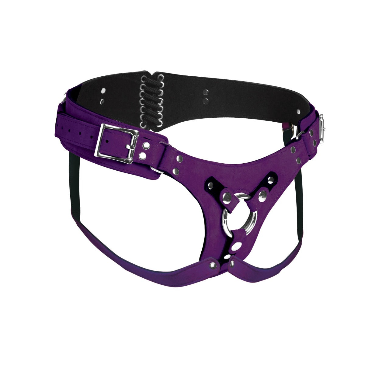 Strap-On Harness Bodice Deluxe Leather Corset Harness - Purple    | Awaken My Sexuality