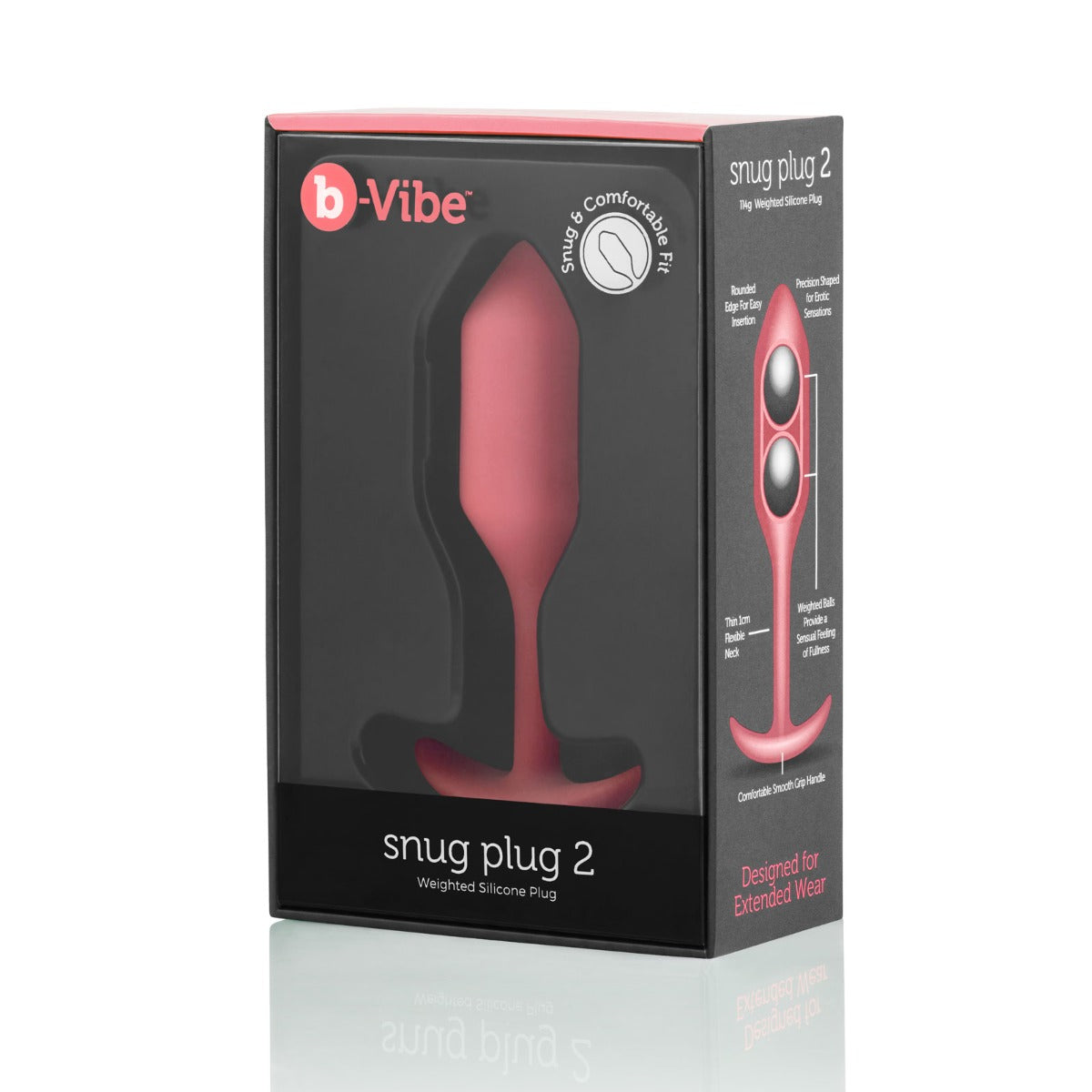 b-Vibe | Snug Plug 2 Weighted Silicone Plug - Coral