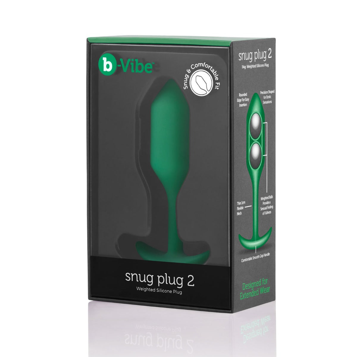 Butt Plugs b-Vibe | Snug Plug 2 Weighted Silicone Plug - Plug Green    | Awaken My Sexuality