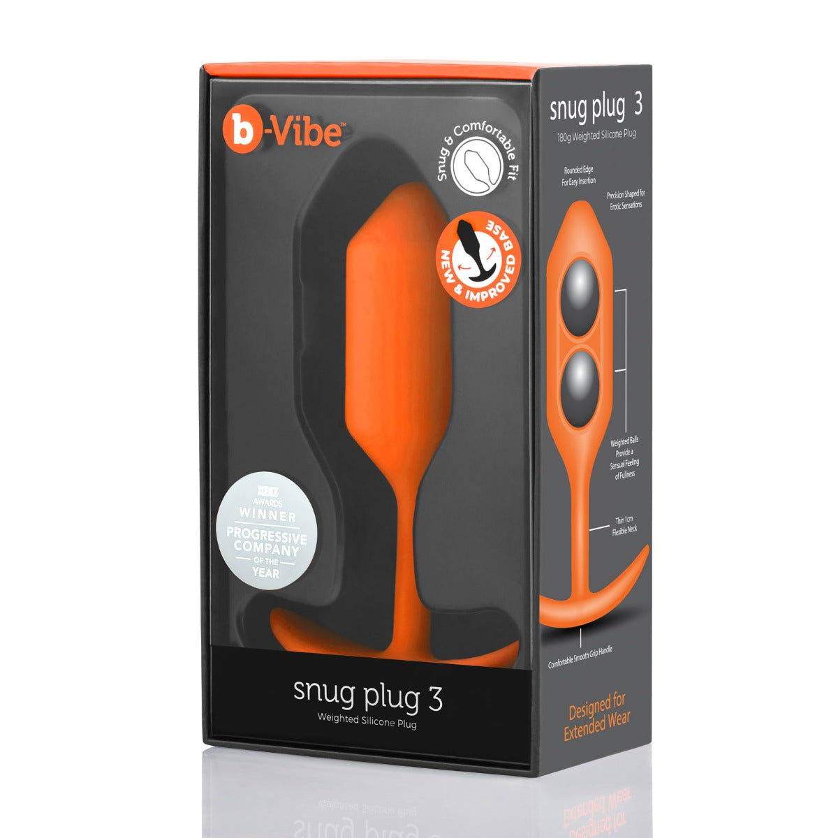 b-Vibe | Snug Plug 3 Weighted Silicone Plug - Orange