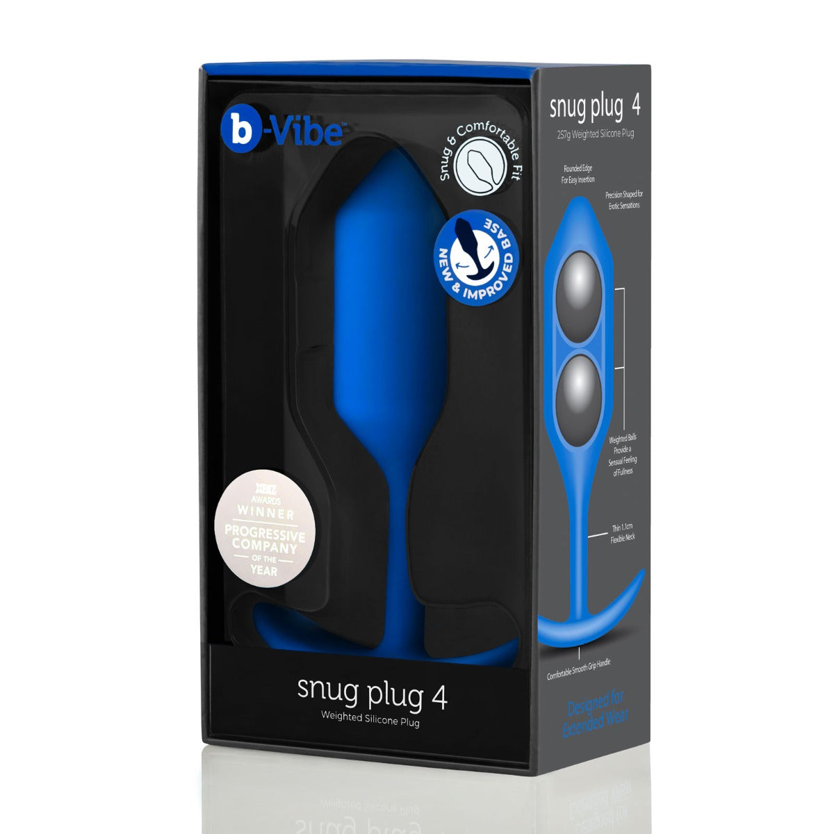 b-Vibe | Snug Plug 4 Weighted Silicone Plug - Navy Blue