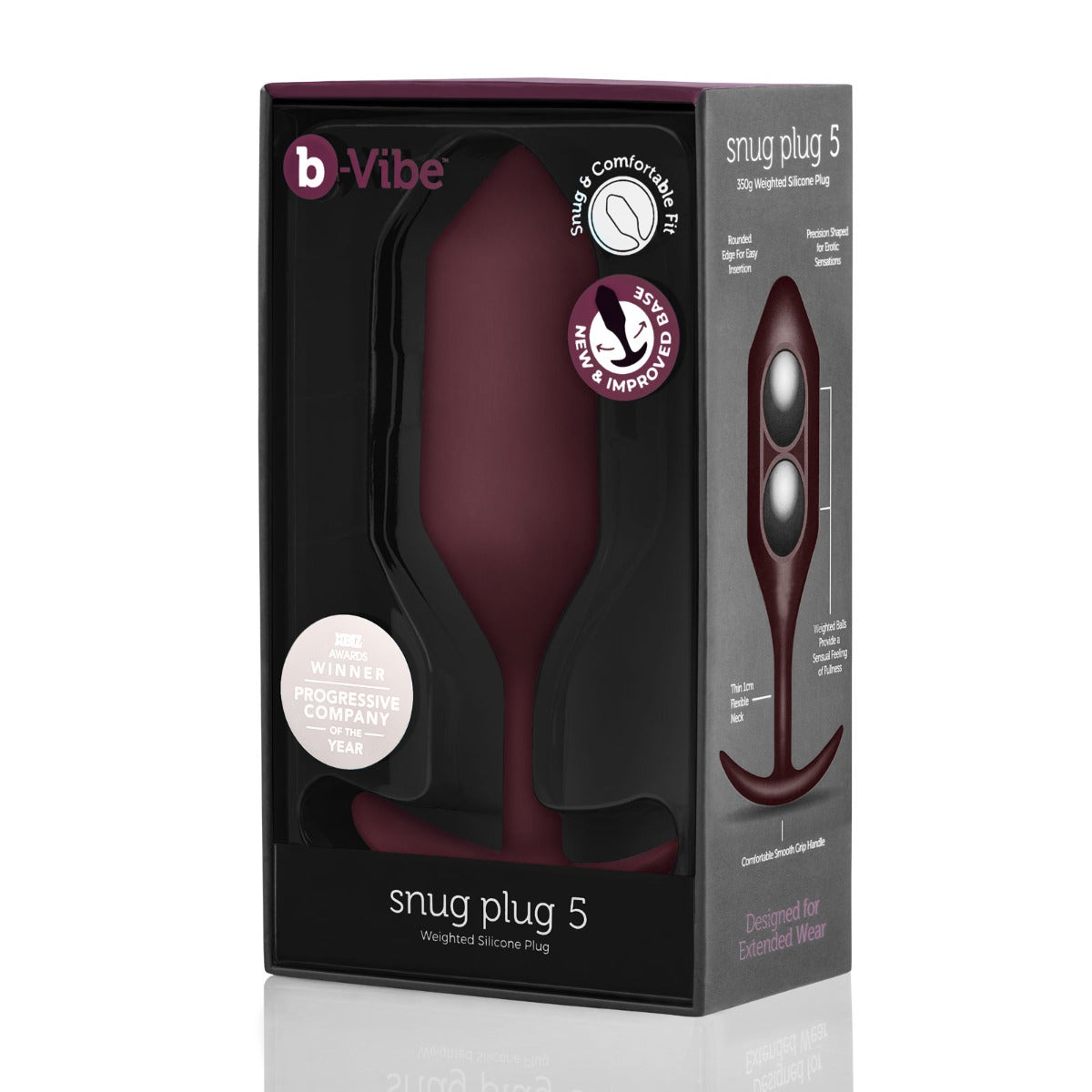 Butt Plugs b-Vibe | Snug Plug 5 Weighted Silicone Plug - Dark Red    | Awaken My Sexuality