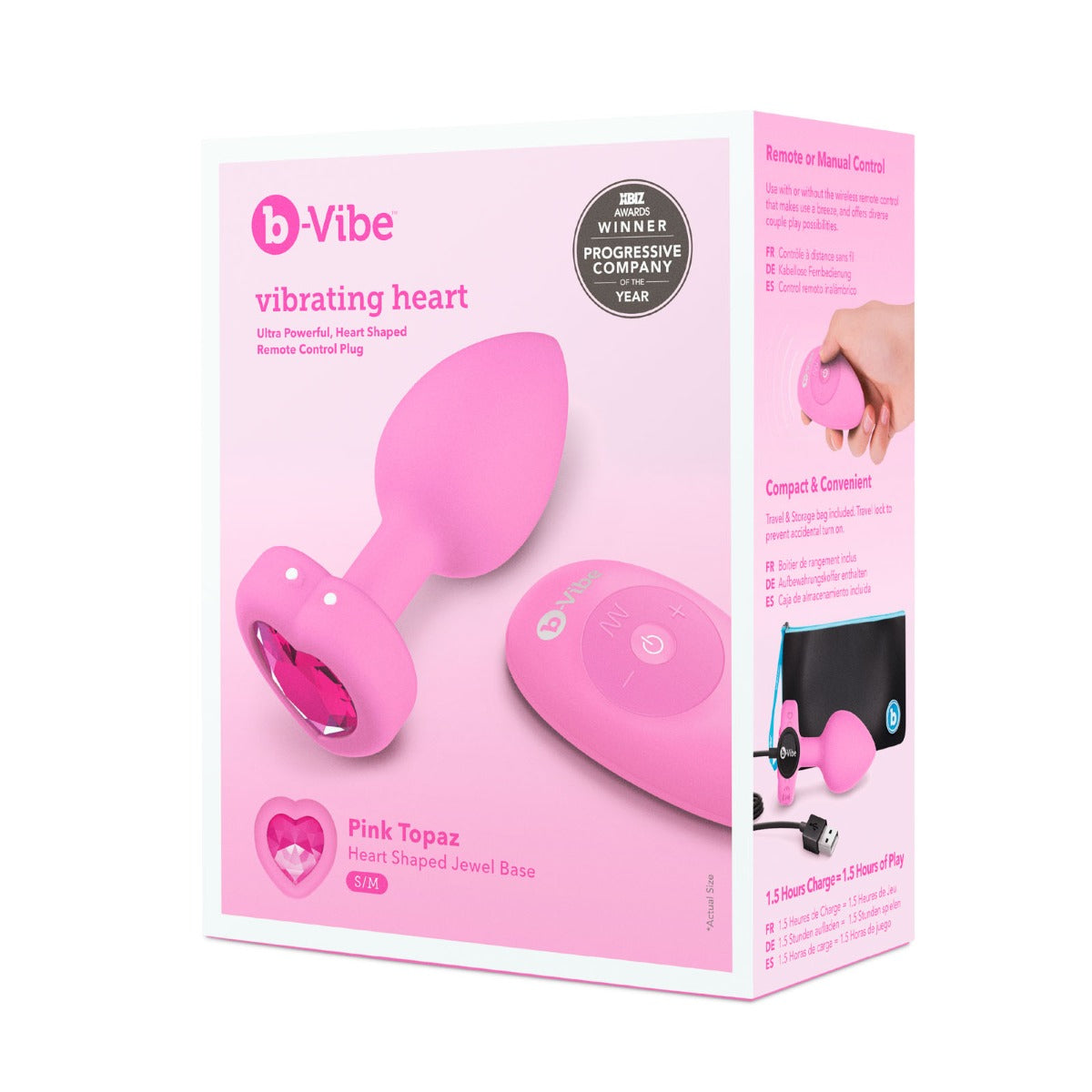 b-Vibe | Vibrating Heart Plug - Pink S/M