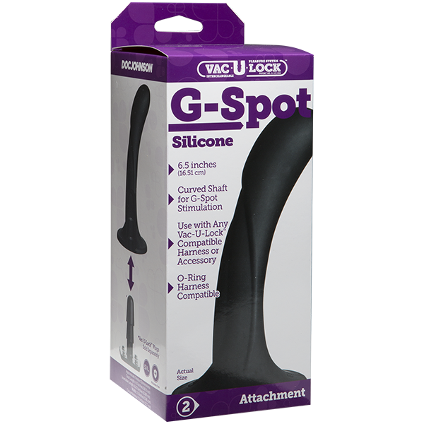Doc Johnson Vac-U-Lock | G-Spot Silicone Dildo - Black 6.5 Inches