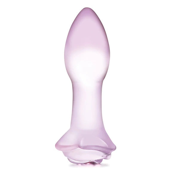 Glas | Rosebud Glass Butt Plug 5 Inches - Rose