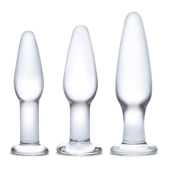 Glas | Anal Training Butt Plug Set 4, 4.75 and 5.25 Inches - Clear