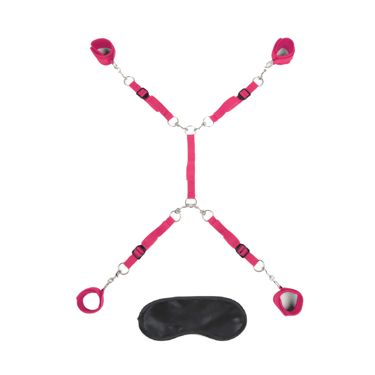 Bondage & Restraints Lux Fetish | 7 Piece Bed Spreader Playful Restraint System - Pink    | Awaken My Sexuality