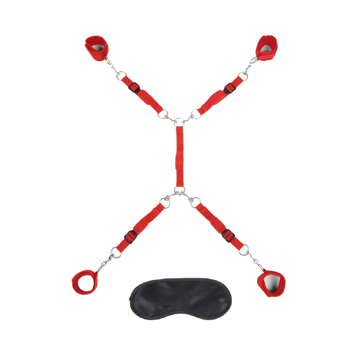 Bondage & Restraints Lux Fetish |  7 Piece Bed Spreader Playful Restraint System - Red    | Awaken My Sexuality