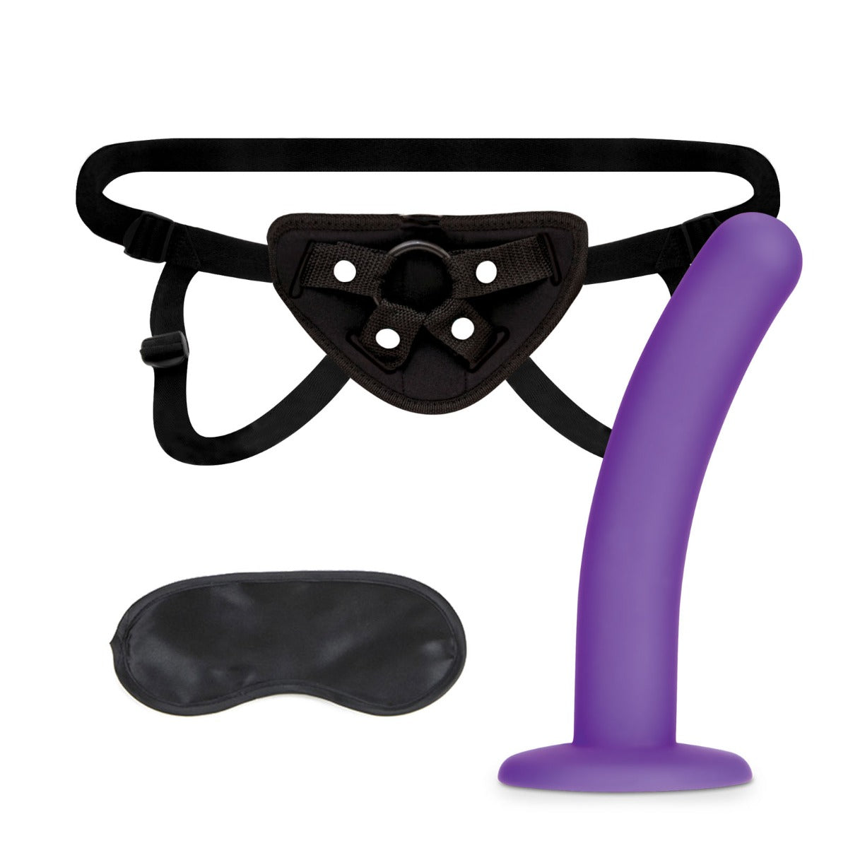 Lux Fetish | Strap-On Harness & 5 Inch Dildo Set - Black & Purple