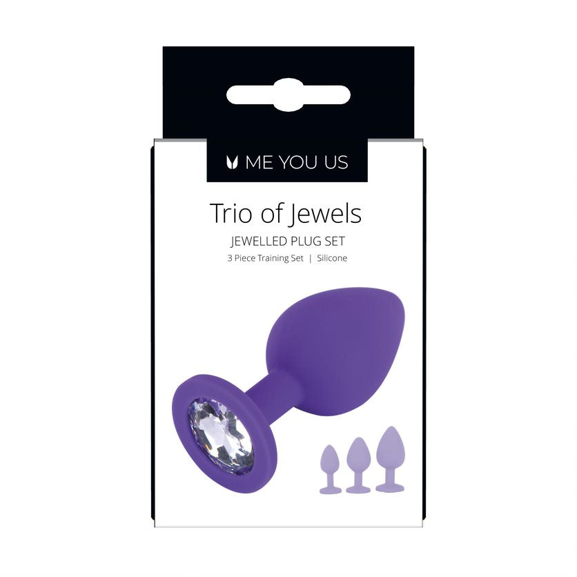 Butt Plugs Me You Us | Trio Of Jewels - 3 Piece Training Set  - Purple With Clear Jewel    | Awaken My Sexuality