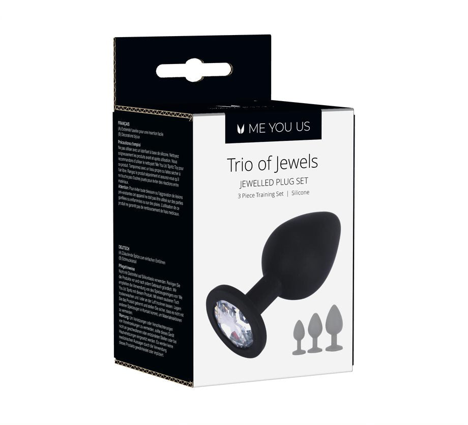 Butt Plugs Me You Us | Trio Of Jewels - Black Plugs & Clear Jewel    | Awaken My Sexuality