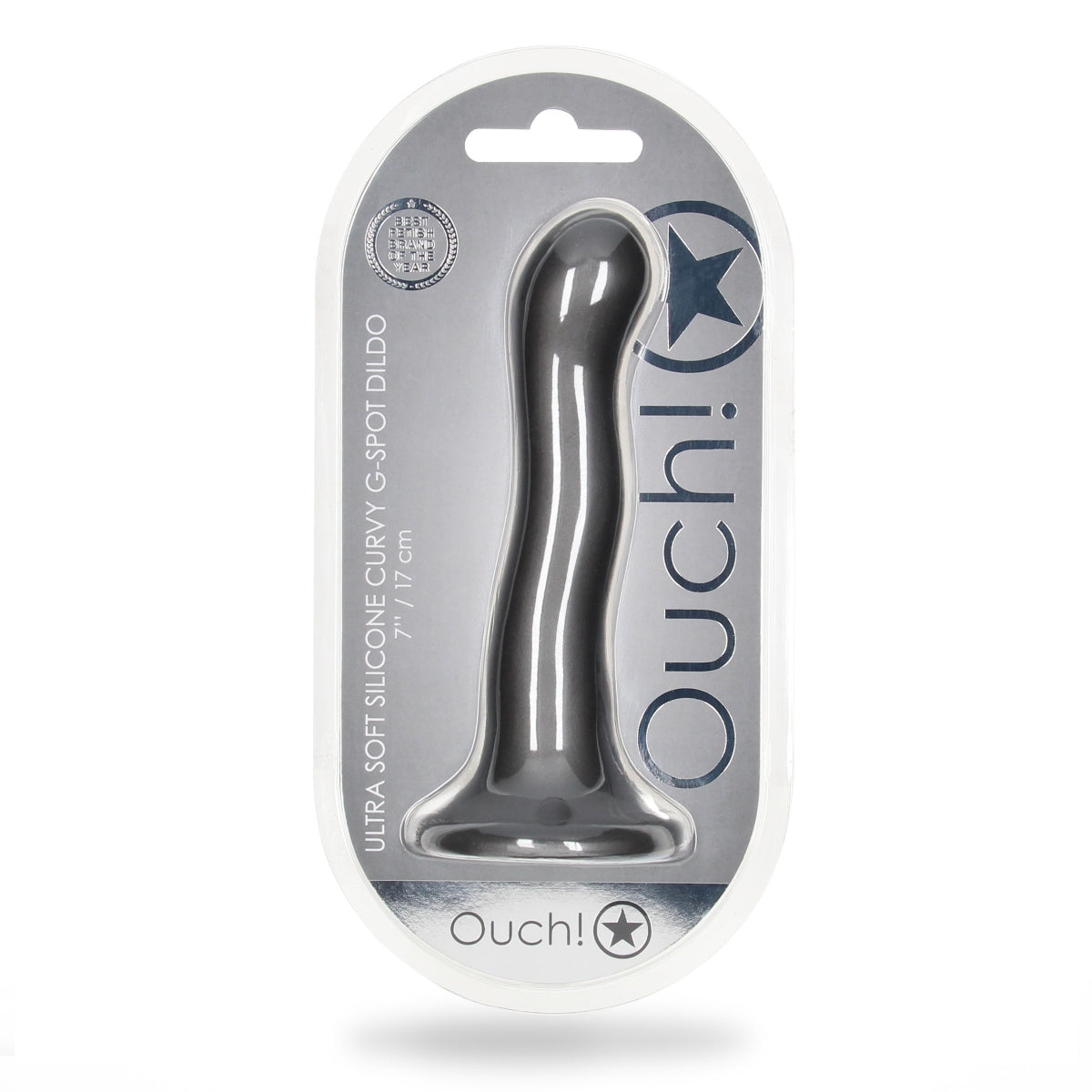  Ouch Ultra Soft Silicone Curvy G Spot Dildo 7inch Metallic Grey    | Awaken My Sexuality