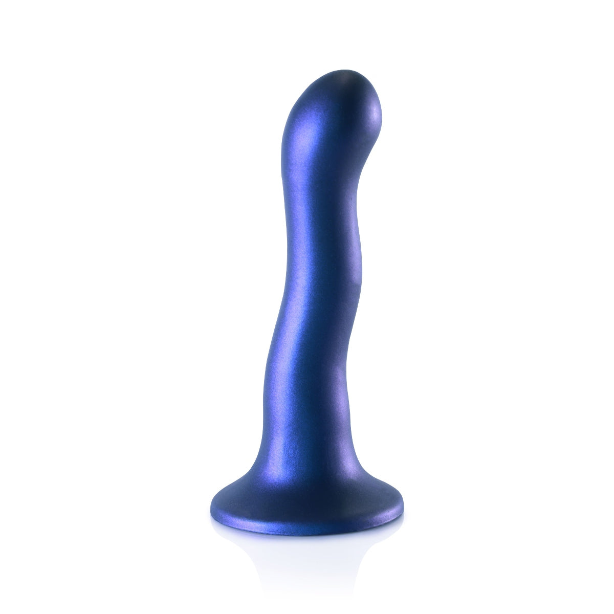Ouch Ultra Soft Silicone Curvy G Spot Dildo 7inch Metallic Blue