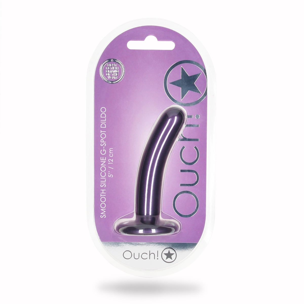 Ouch Smooth Silicone G Spot Dildo 5inch Metallic Purple