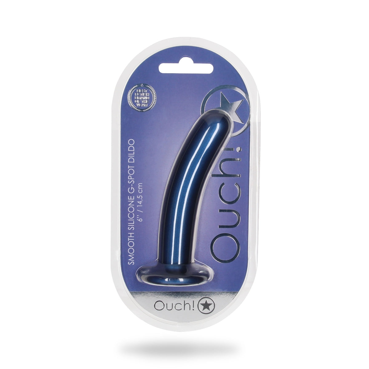 Ouch Smooth Silicone G Spot Dildo 6inch Metallic Blue