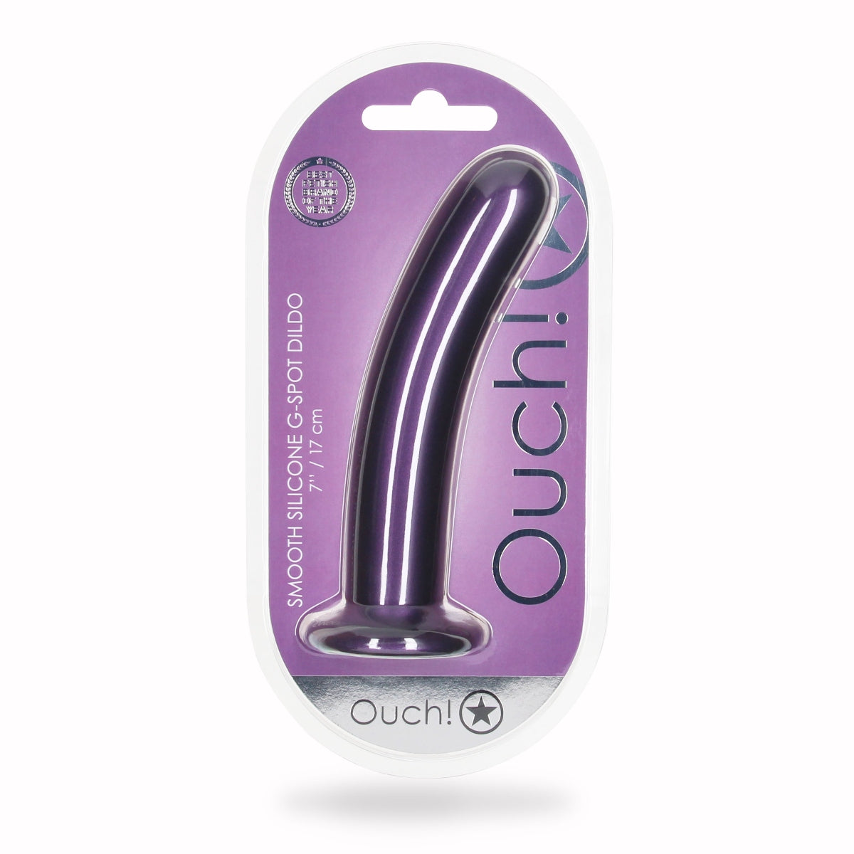 Ouch Smooth Silicone G Spot Dildo 7inch Metallic Purple